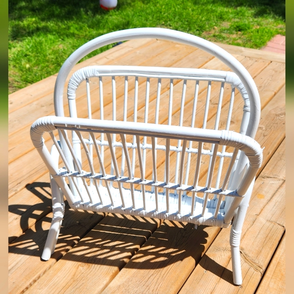 Boho Vintage Wicker Magazine Rack - Picture 6 of 13